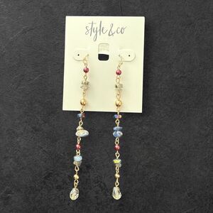 Style & Co Multi Colored Beaded Tower Dangle Earrings
